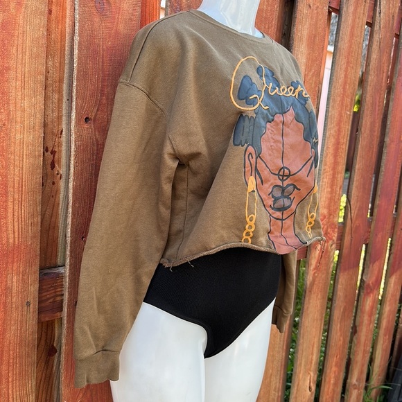 Legendary Rootz Green Graphic Long Sleeve Crop Sweatshirt Size S - Picture 2 of 8